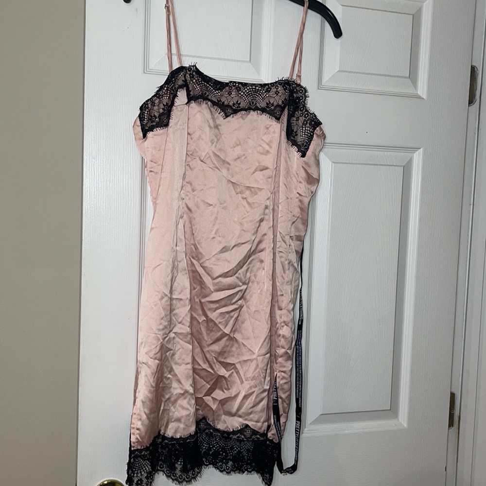 PrettyLittleThing play dress pink with black lace